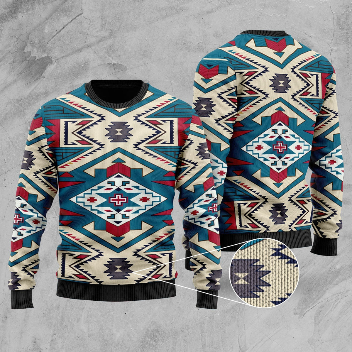 Blue Pink Pattern Native American Sweater LT10 - Wonder Print Shop