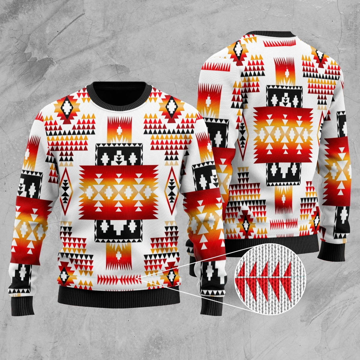White Tribes Pattern Native American Sweater LT10 - Wonder Print Shop