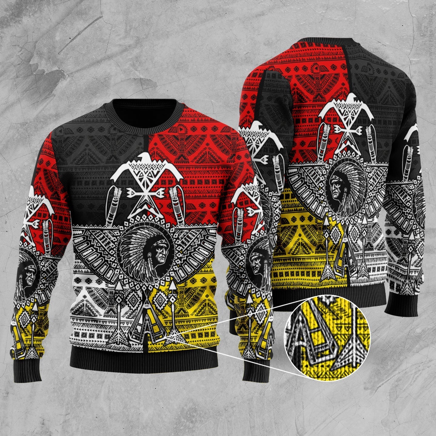 Chief Thunder Bird Feather Native American Sweater LT10 - Wonder Print Shop