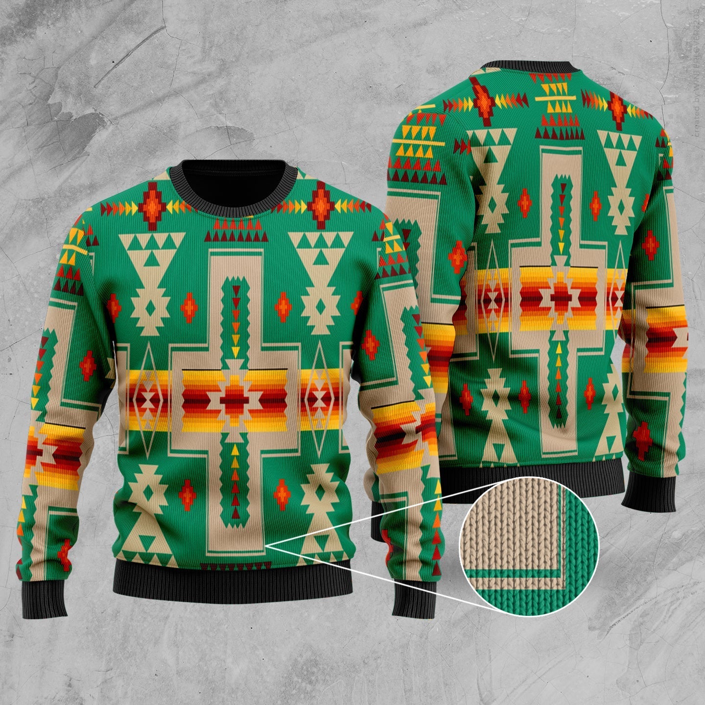Light Green Tribe Design Native American Sweater LT10 - Wonder Print Shop