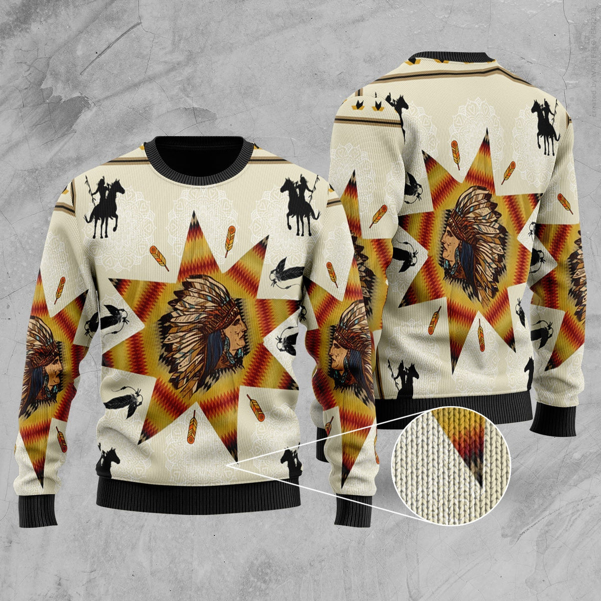Running Horse Chief Native American Sweater LT10 - Wonder Print Shop