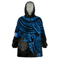 Northern Mariana Islands Blue Turtle Wearable Blanket Hoodie - Wonder Print Shop