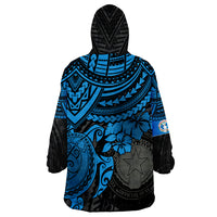 Northern Mariana Islands Blue Turtle Wearable Blanket Hoodie - Wonder Print Shop