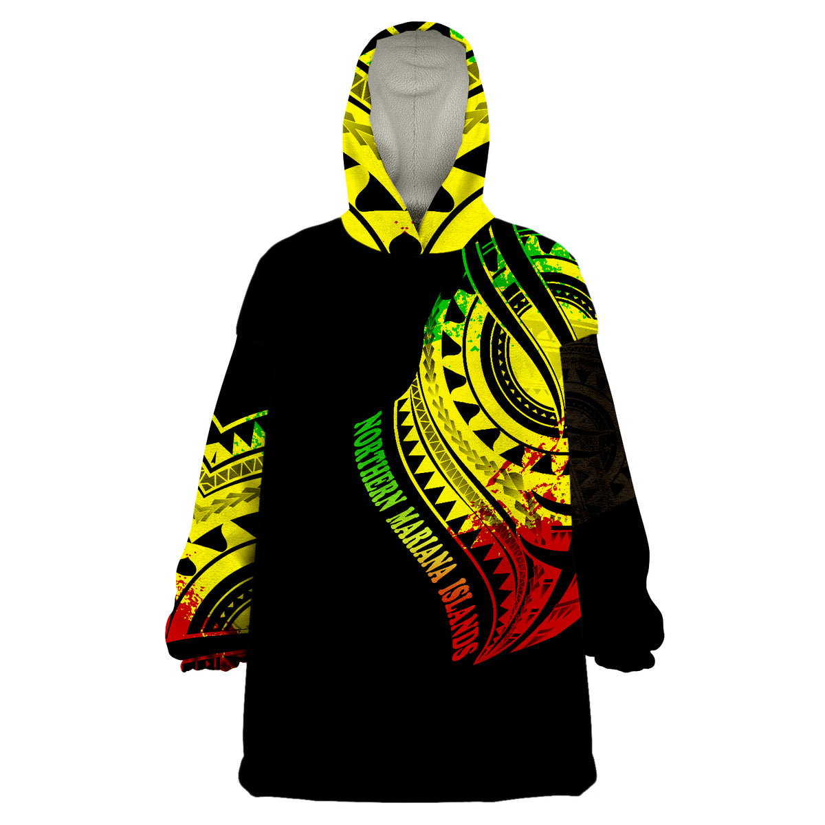 Northern Mariana Islands CNMI Tatau Reggae Patterns Wearable Blanket Hoodie - Wonder Print Shop