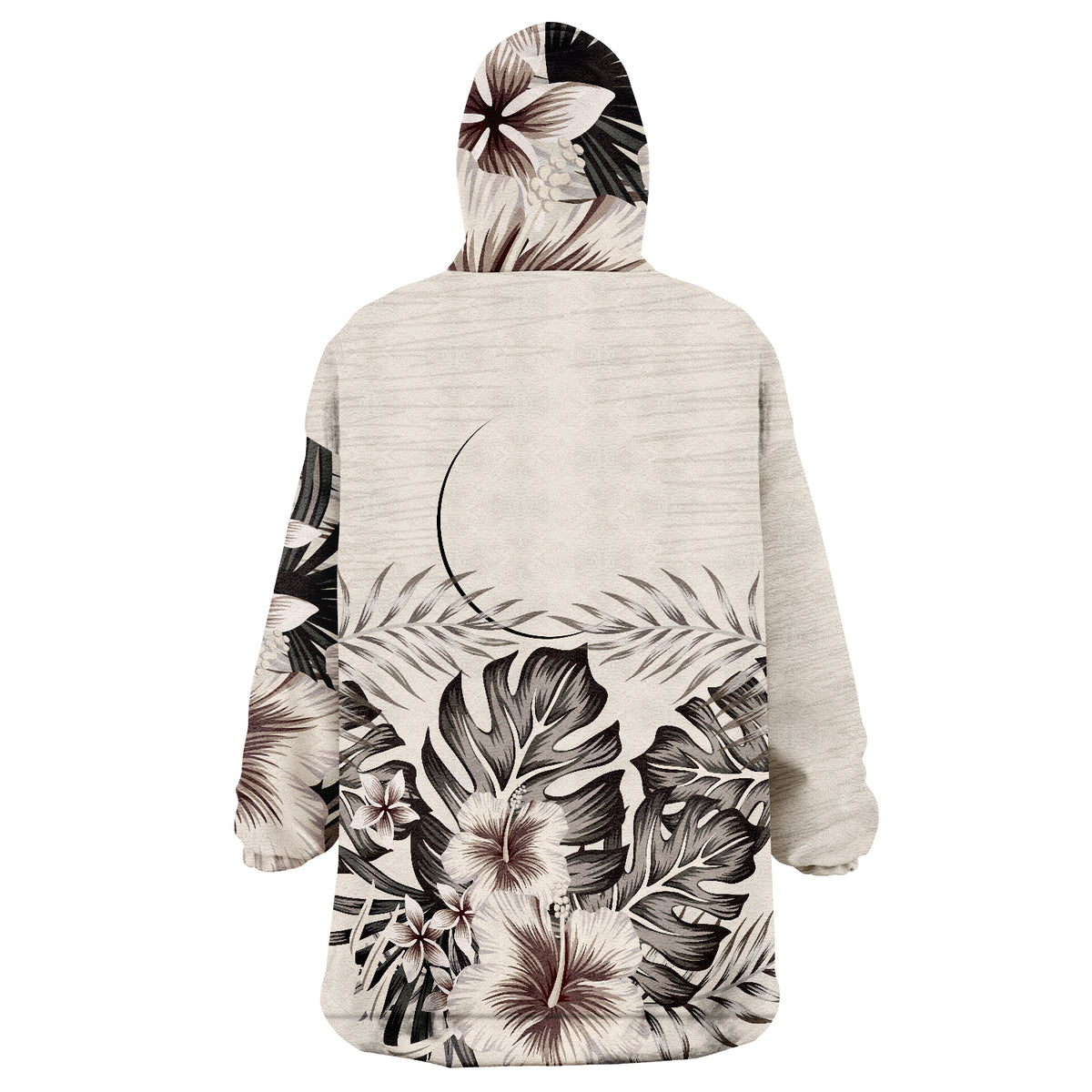 Northern Mariana Islands Flag Beige Hibiscus Wearable Blanket Hoodie - Wonder Print Shop