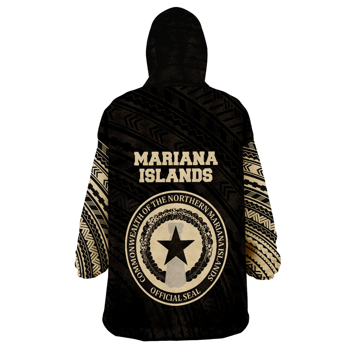 Northern Mariana Islands Flag Polynesian Tattoo Style Wearable Blanket Hoodie - Wonder Print Shop