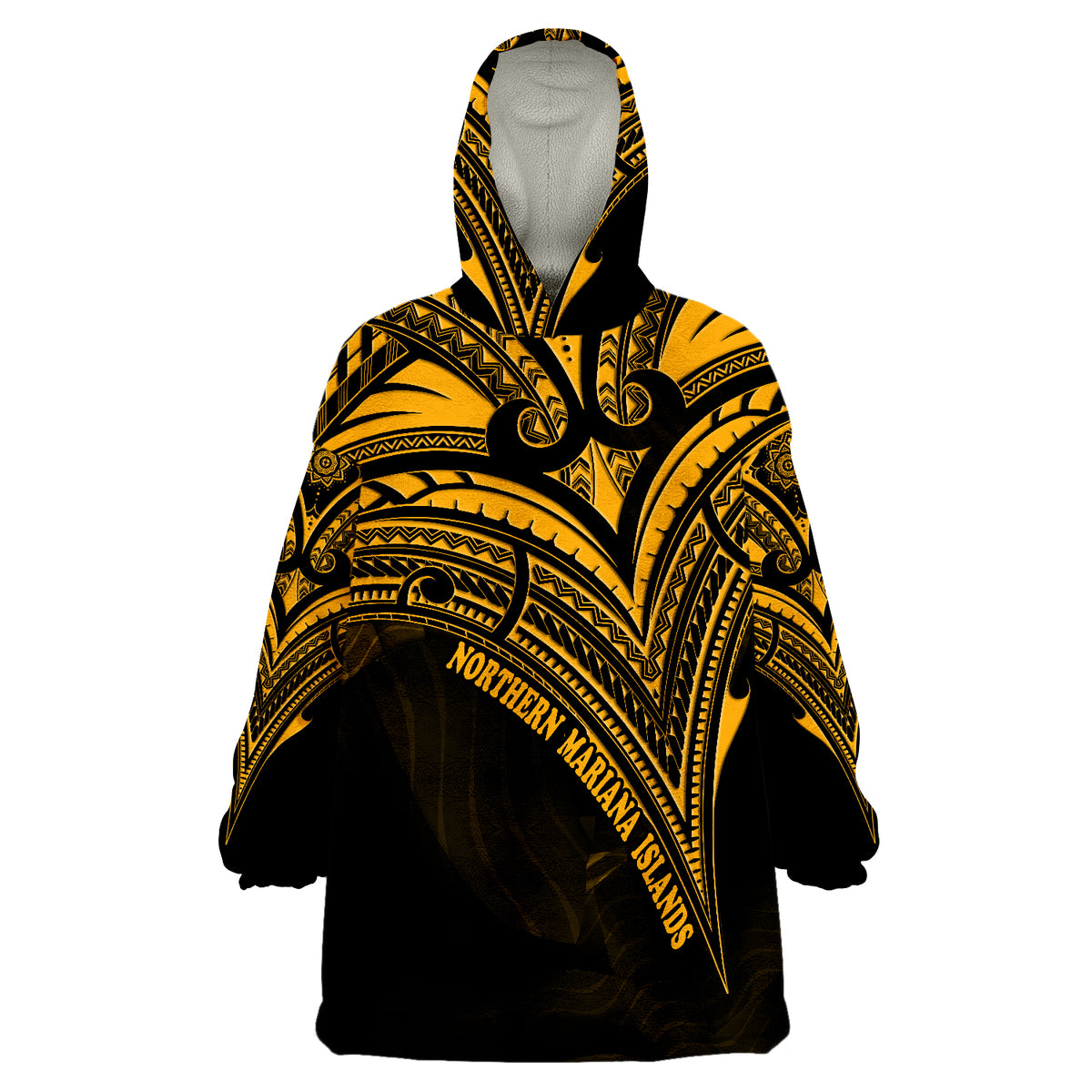 Northern Mariana Islands Gold Color Cross Style Wearable Blanket Hoodie - Wonder Print Shop
