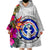 Northern Mariana Islands Hibiscus Polynesian White pattern Wearable Blanket Hoodie - Wonder Print Shop