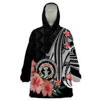 Northern Mariana Islands Polynesian Hibiscus Pattern Style Wearable Blanket Hoodie - Wonder Print Shop