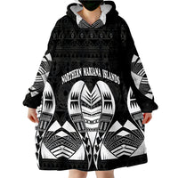 Northern Mariana Islands Polynesian Tattoo Black Version Wearable Blanket Hoodie - Wonder Print Shop