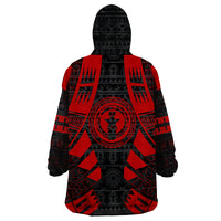 Northern Mariana Islands Red Tattoo Style Wearable Blanket Hoodie - Wonder Print Shop