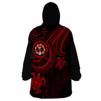Northern Mariana Islands Red Turtle Wearable Blanket Hoodie - Wonder Print Shop