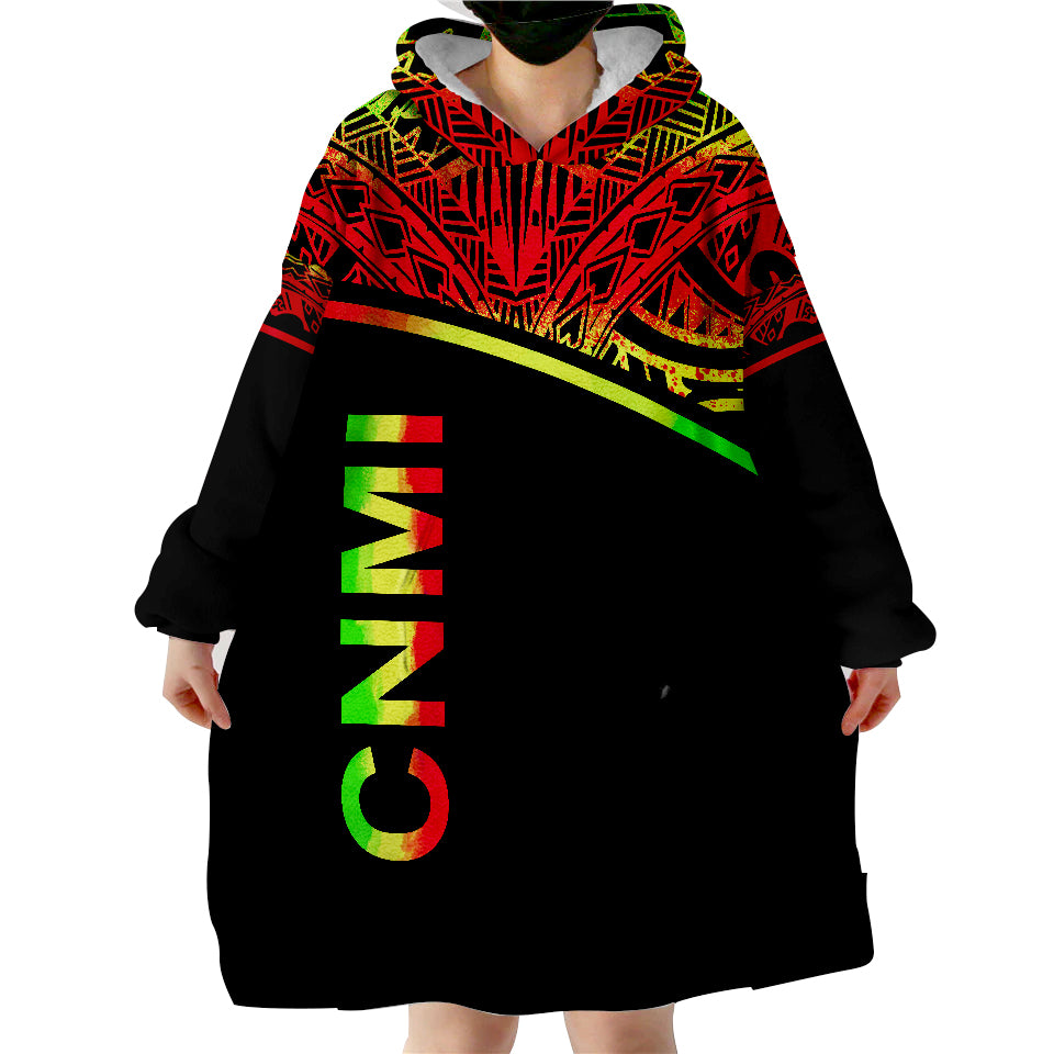 Northern Mariana Islands Reggae Fog Version Wearable Blanket Hoodie - Wonder Print Shop