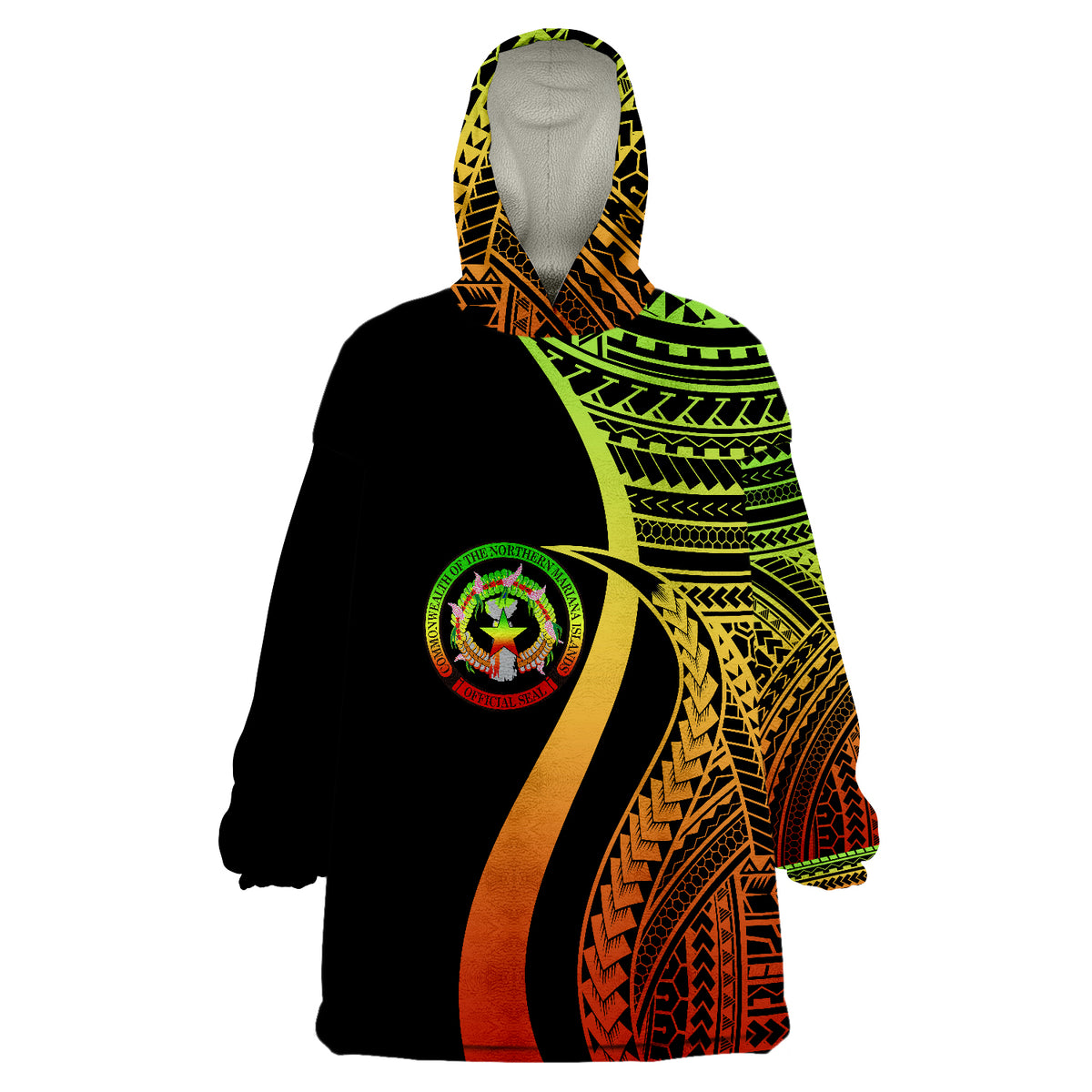 Northern Mariana Islands Reggae Tentacle Tribal Pattern Wearable Blanket Hoodie - Wonder Print Shop