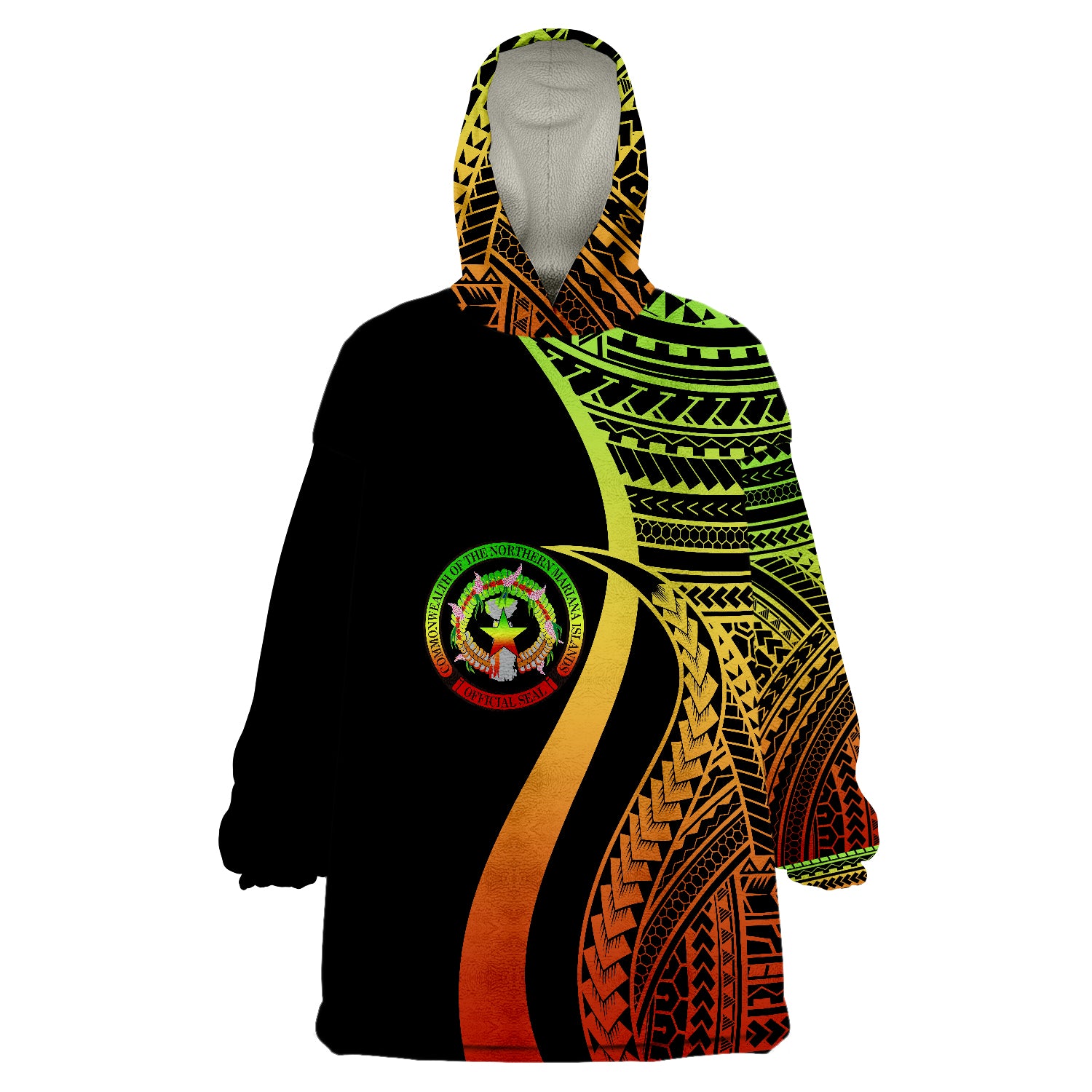 Northern Mariana Islands Reggae Tentacle Tribal Pattern Wearable Blanket Hoodie - Wonder Print Shop
