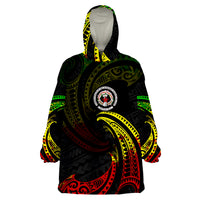 Northern Mariana Islands Reggae Tribal Wave Wearable Blanket Hoodie - Wonder Print Shop