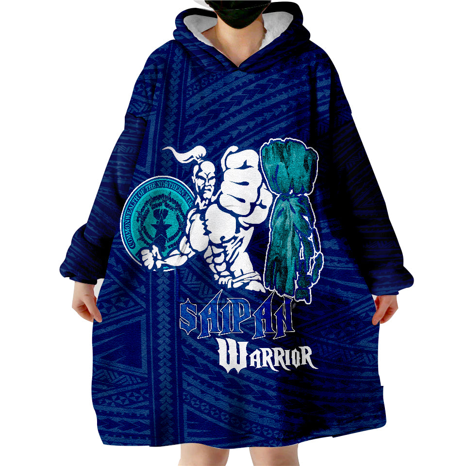 Northern Mariana Islands Saipan Warrior Wearable Blanket Hoodie - Wonder Print Shop