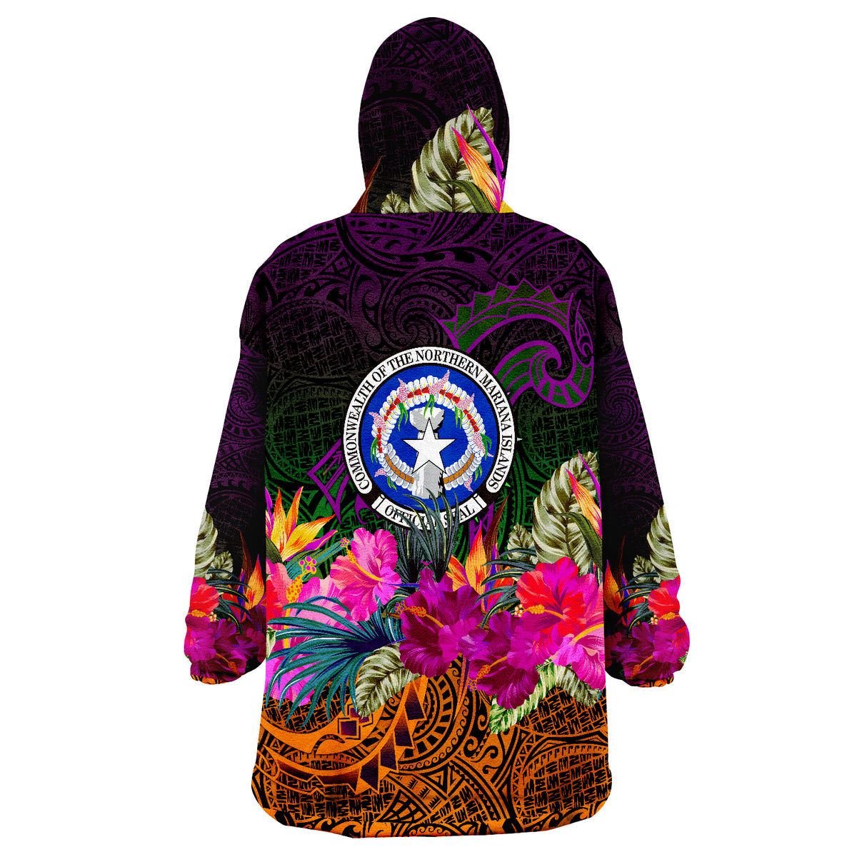 Northern Mariana Islands Summer Hibiscus Wearable Blanket Hoodie - Wonder Print Shop