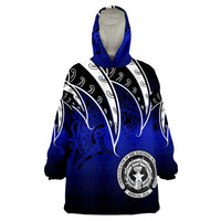 Northern Mariana Islands Tropical Leaf Gradient Blue Style Wearable Blanket Hoodie - Wonder Print Shop