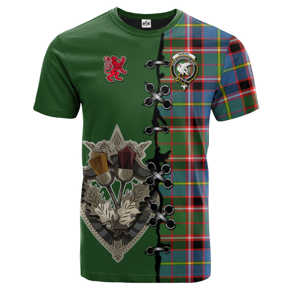 scottish-norvel-clan-crest-tartan-lion-rampant-and-celtic-thistle-t-shirt