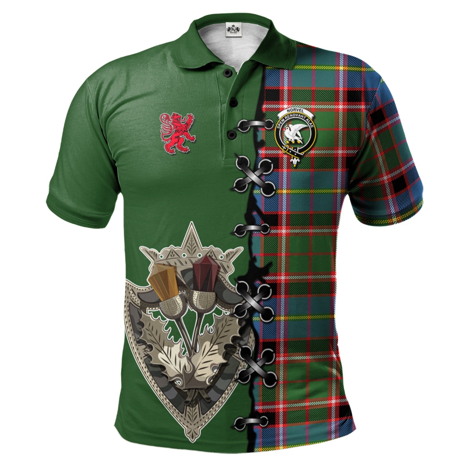 scottish-norvel-clan-crest-tartan-lion-rampant-and-celtic-thistle-polo-shirt