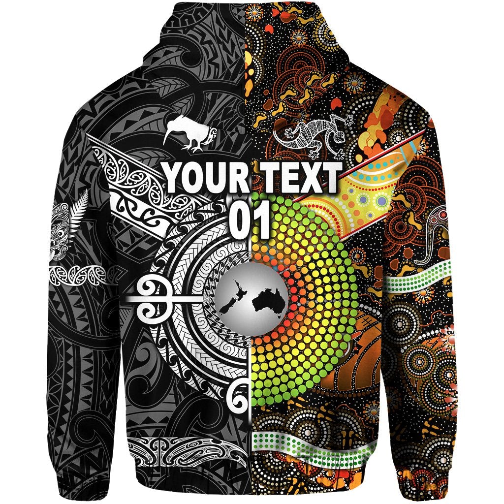 Custom New Zealand Australia Zip Hoodie Together Black, Custom Text And Number LT8 - Wonder Print Shop