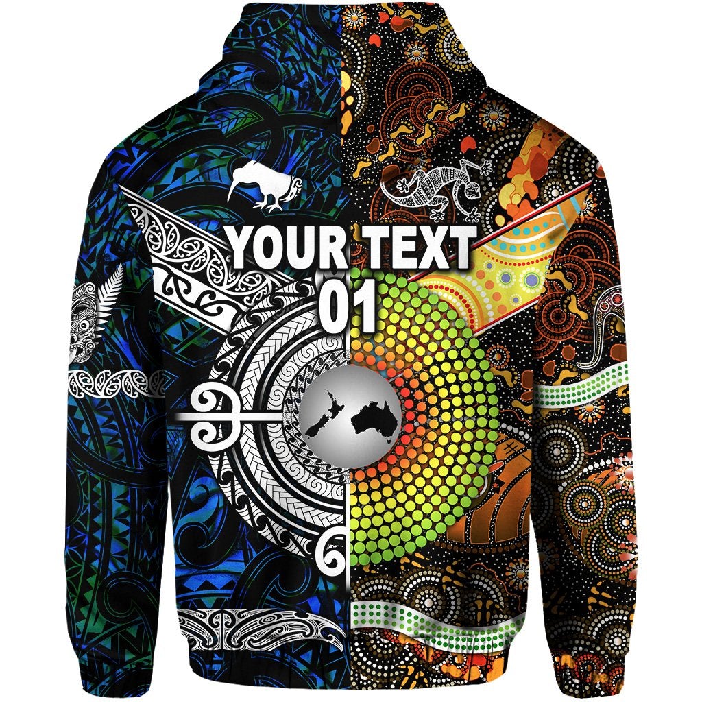 Custom New Zealand Australia Zip Hoodie Together Blue, Custom Text And Number LT8 - Wonder Print Shop