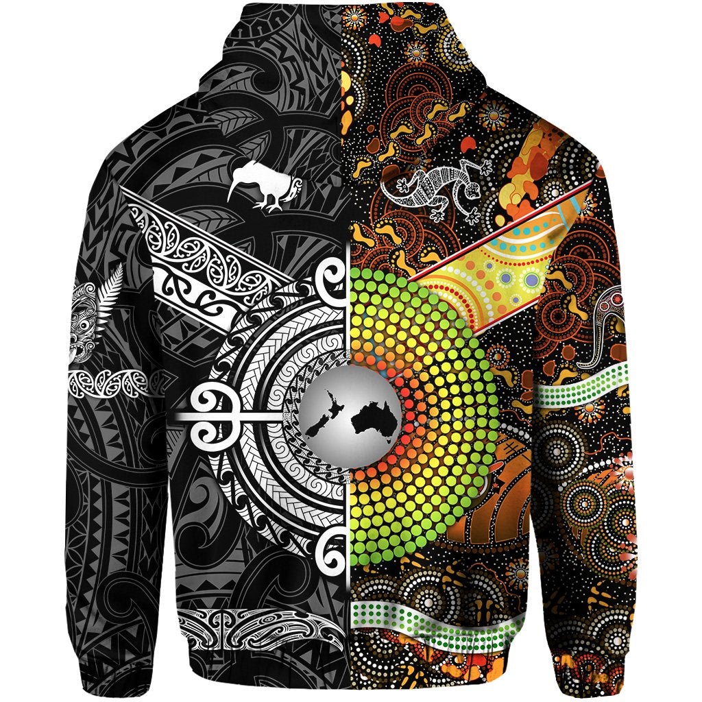 Custom New Zealand Australia Hoodie Together Black LT8 - Wonder Print Shop