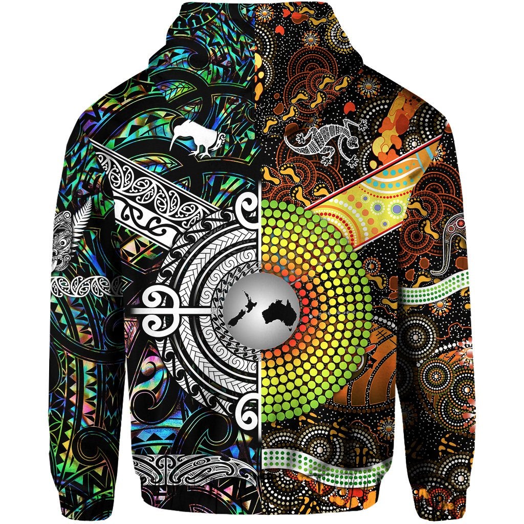 Custom New Zealand Australia Hoodie Together Paua Shell LT8 - Wonder Print Shop