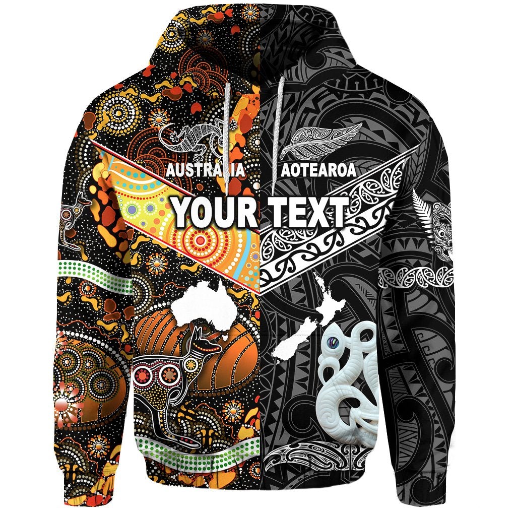 Custom New Zealand Australia Hoodie Together Black LT8 - Wonder Print Shop