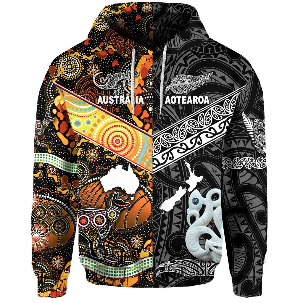 Custom New Zealand Australia Hoodie Together Black, Custom Text And Number LT8 - Wonder Print Shop
