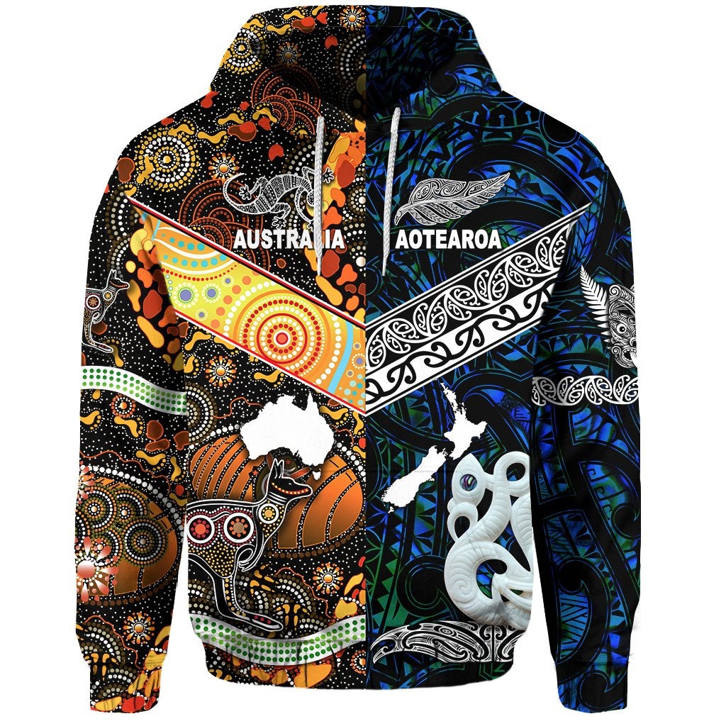 Custom New Zealand Australia Hoodie Together Blue, Custom Text And Number LT8 - Wonder Print Shop