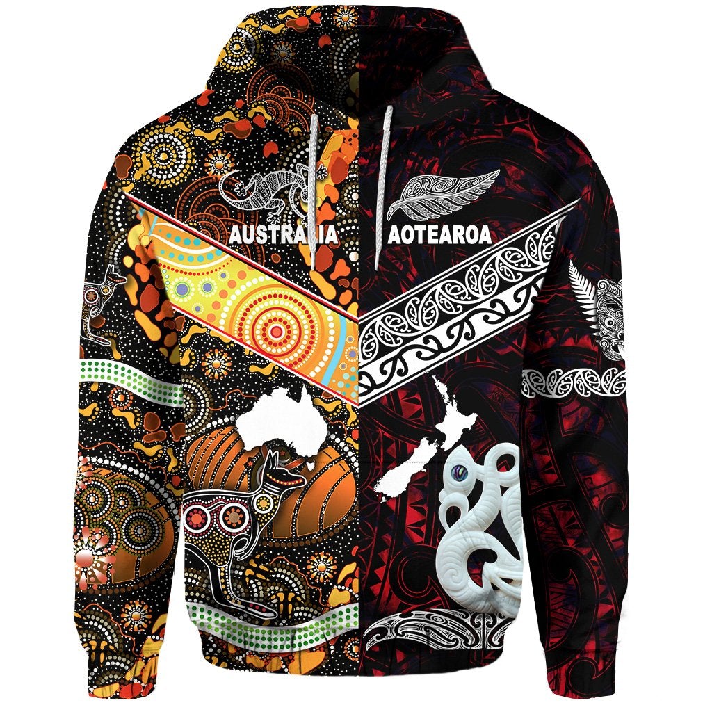 Custom New Zealand Australia Hoodie Together Red, Custom Text And Number LT8 - Wonder Print Shop
