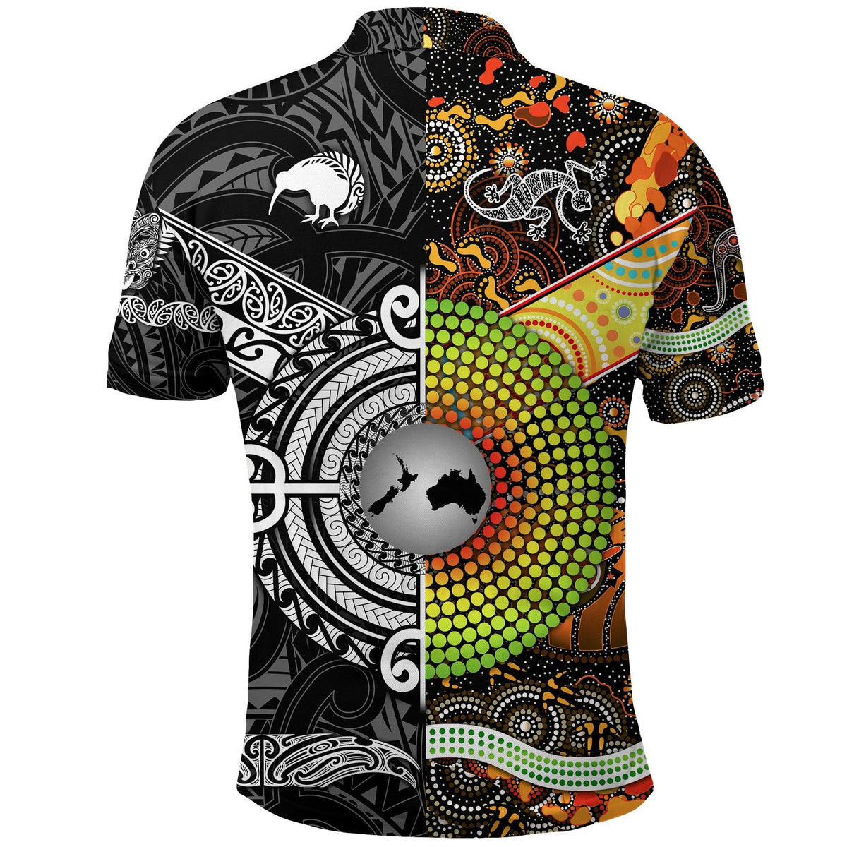 Maori Aboriginal Polo Shirt Together Black LT8 - Wonder Print Shop