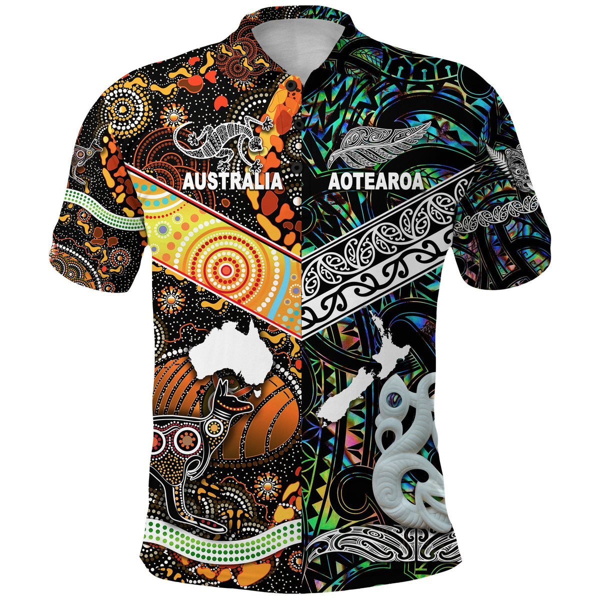 Maori Aboriginal Polo Shirt Together Paua Shell LT8 - Wonder Print Shop