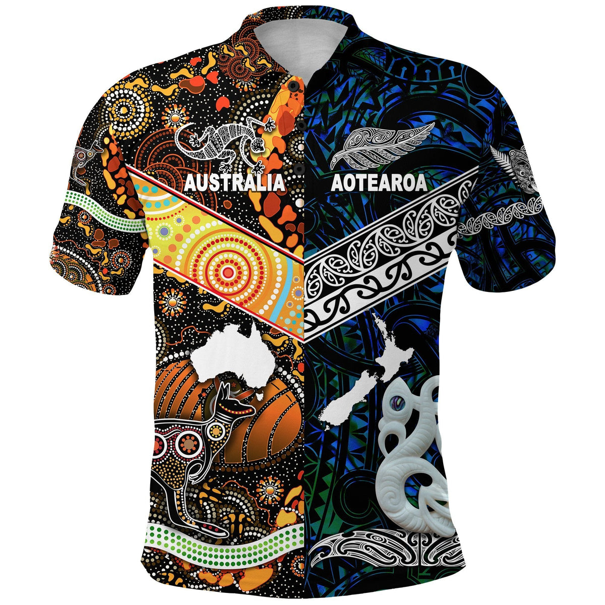 Custom Maori Aboriginal Polo Shirt Together Blue, Custom Text And Number LT8 - Wonder Print Shop