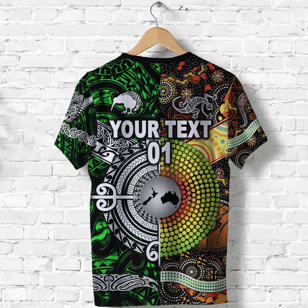 Custom New Zealand and Australia T Shirt Together Green, Custom Text And Number LT8 - Wonder Print Shop
