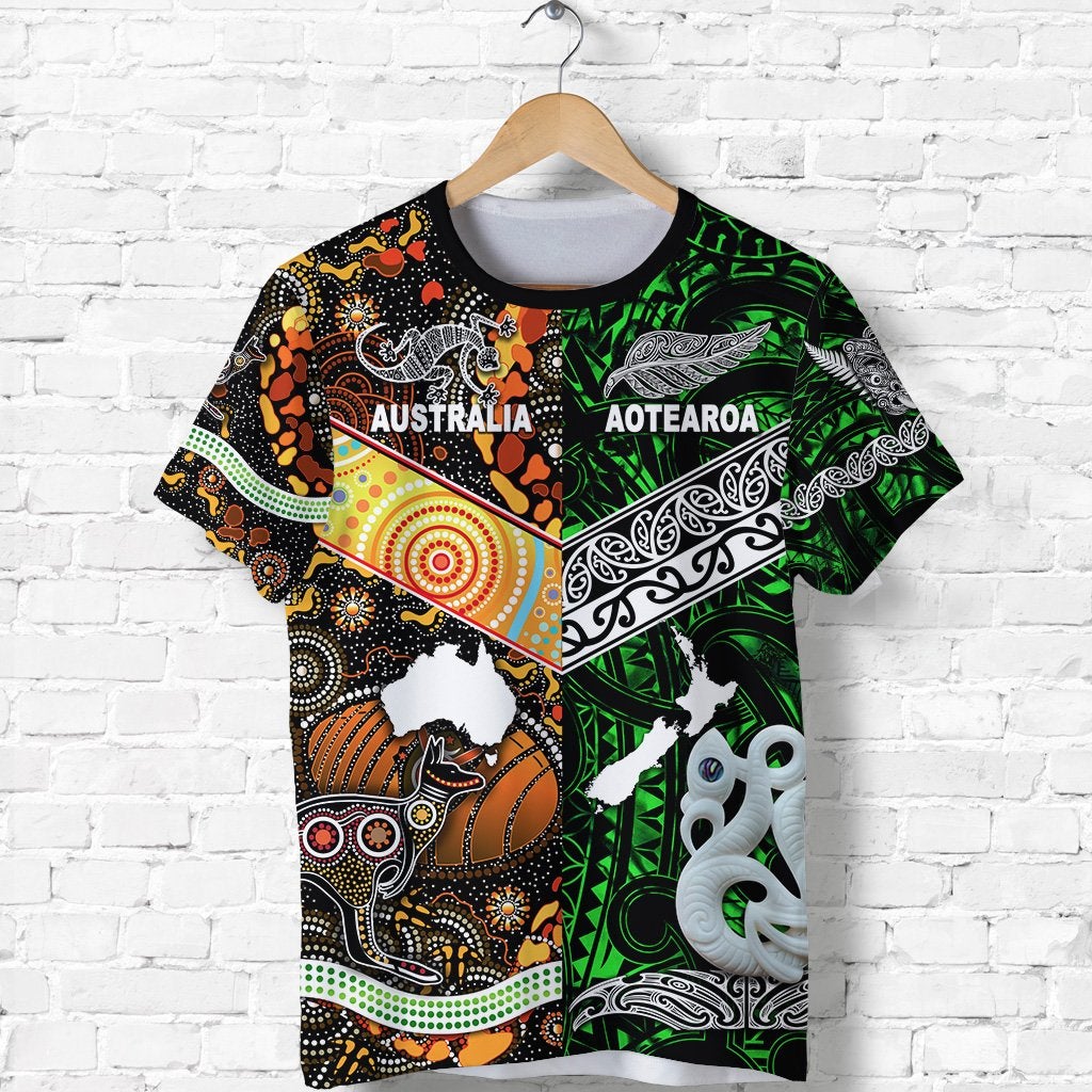 Custom New Zealand and Australia T Shirt Together Green, Custom Text And Number LT8 - Wonder Print Shop