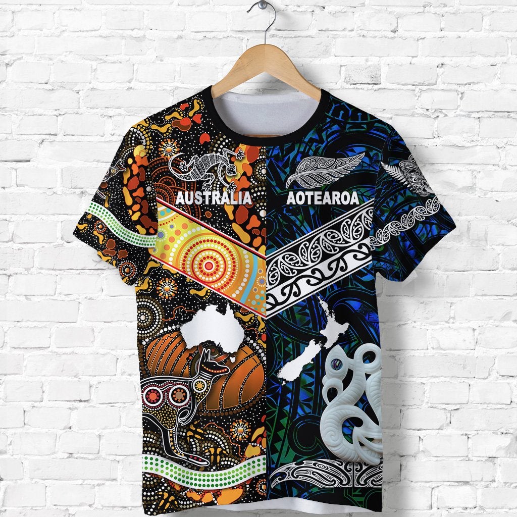 Custom New Zealand and Australia T Shirt Together Blue, Custom Text And Number LT8 - Wonder Print Shop