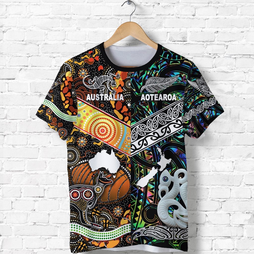 Custom New Zealand and Australia T Shirt Together Paua Shell, Custom Text And Number LT8 - Wonder Print Shop