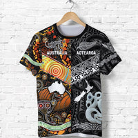 Custom New Zealand and Australia T Shirt Together Black, Custom Text And Number LT8 - Wonder Print Shop