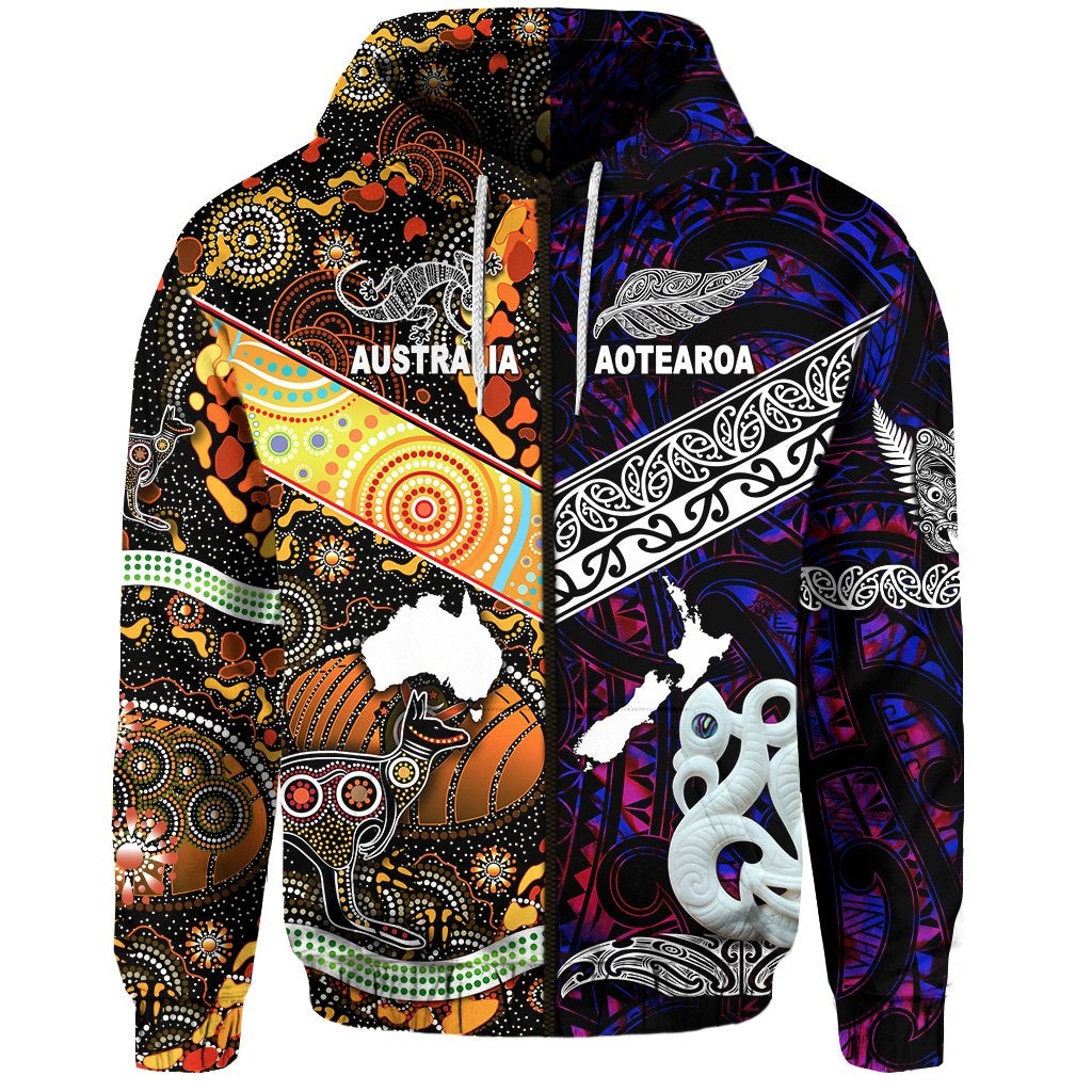 Custom New Zealand Australia Zip Hoodie Together Purple, Custom Text And Number LT8 - Wonder Print Shop