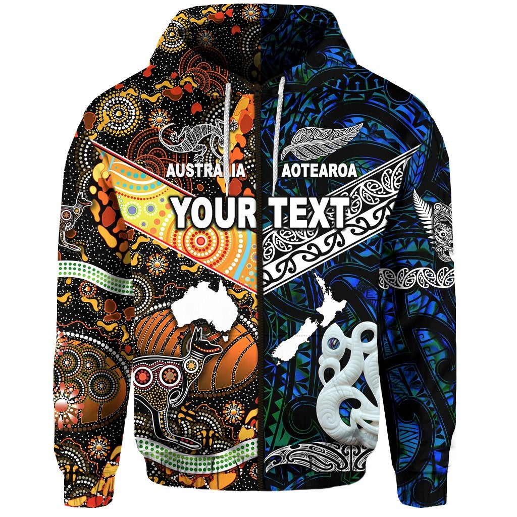 Custom New Zealand Australia Zip Hoodie Together Blue LT8 - Wonder Print Shop
