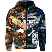 Custom New Zealand Australia Zip Hoodie Together Blue LT8 - Wonder Print Shop
