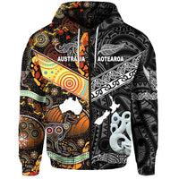 Custom New Zealand Australia Zip Hoodie Together Black, Custom Text And Number LT8 - Wonder Print Shop