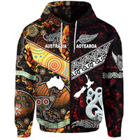 Custom New Zealand Australia Zip Hoodie Together Red, Custom Text And Number LT8 - Wonder Print Shop