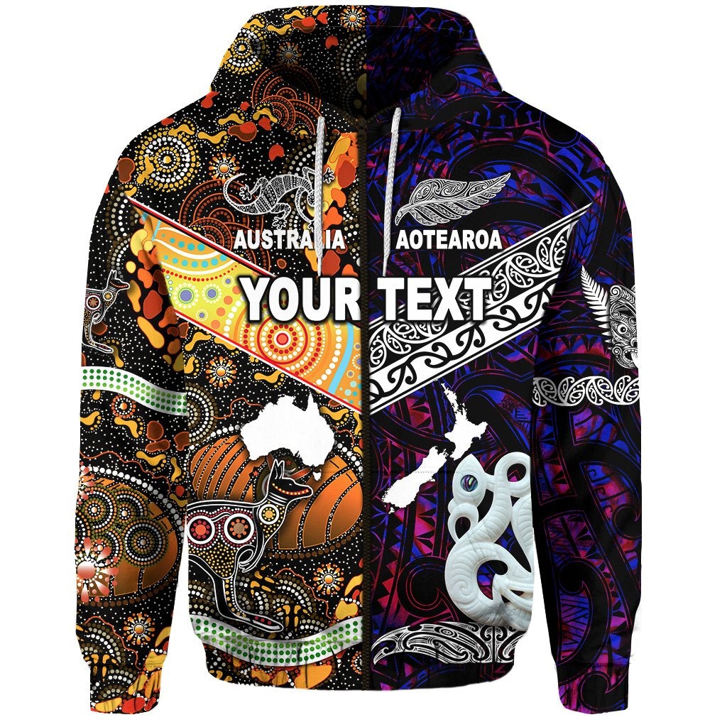 Custom New Zealand Australia Zip Hoodie Together Purple LT8 - Wonder Print Shop