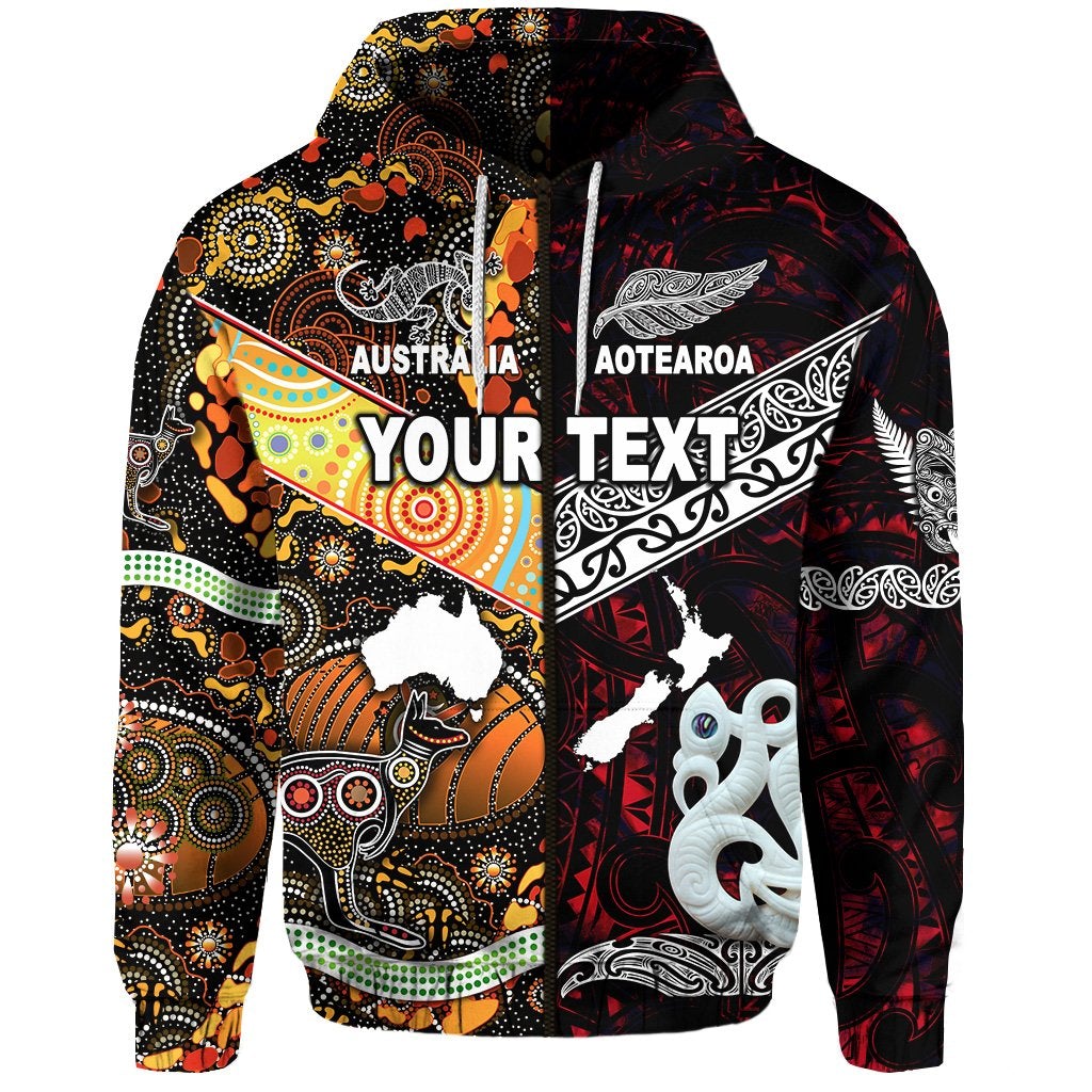 Custom New Zealand Australia Zip Hoodie Together Red LT8 - Wonder Print Shop