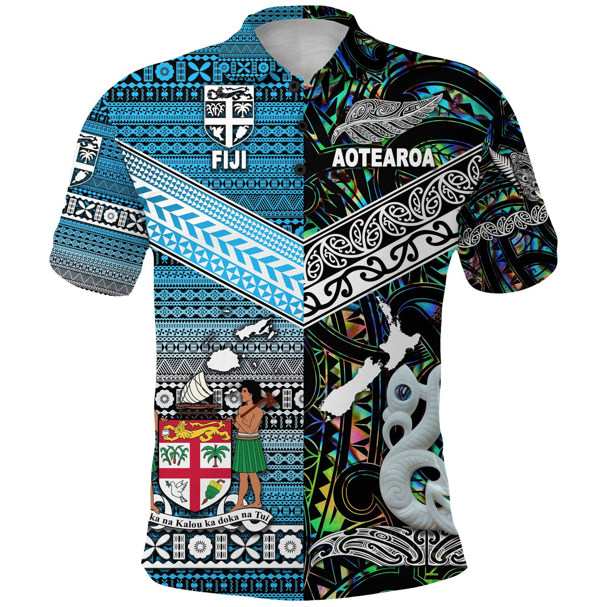 New Zealand Maori Aotearoa Fiji Tapa Polo Shirt Together Green LT8 - Wonder Print Shop