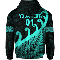 Custom New Zealand Rugby Maori Hoodie Silver Fern Koru Vibes Turquoise LT8 - Wonder Print Shop